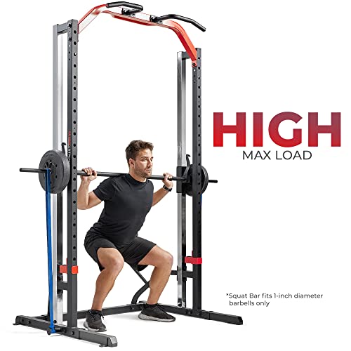 Sunny Health & Fitness Premium Smith Machine & Squat Cage Rack, Pull-Up Bar, Spotter Blocks for Weightlifting & Bench Press for Home Gym Strength Training - style: Essential