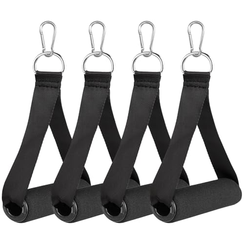 Gym Handles - Heavy Duty Cable Handles with 4 Carabiners for Resistance Bands, Strength Trainers, Home Exercise (Set of 4)