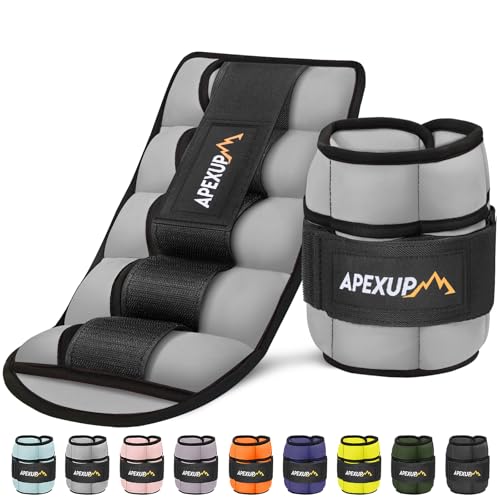 APEXUP Adjustable Ankle Weights for Women and Men, Modularized Leg Weight Straps for Yoga, Walking, Running, Aerobics, Gym, Physical Therapy - color: Gray, size: 10 Lb Pair (5 Lb Each)