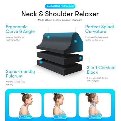 Cervical Traction Orthotic Chiropractic Neck Alignment Device for Spinal Curve Tension Stretching Forward Head Posture Pain Relief and Physical Therapy (Black)