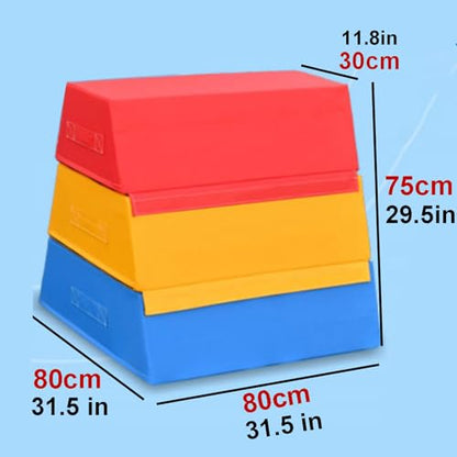 Jumping Boxes for Training, Kids Soft Plyo Box, 4 in 1 Stackable Jump Boxes, Weight Upgrade, Safety and Stability, Suitable for Home School Gym Outdoor Activities Exercise(Size:80×80×75×30cm)