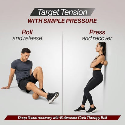 Bullworker 4" Cork Massage and Fitness Ball Recovery Tool - Deep Tissue Muscle Tension Release for Trigger Point, Muscle Soreness, Yoga Therapy, 10 CM