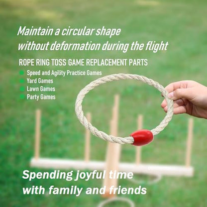 12 Pack Sisal Rope Ring Toss Game Replacement Parts for Adults and Kids, Outdoor Toss Rings for Agility Practice and Speed Game and Yard Games and Lawn Games for Party (Red and Black)