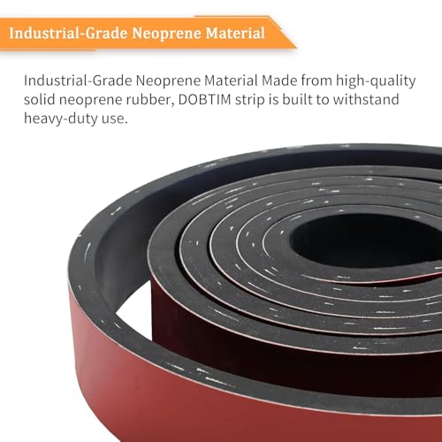 DOBTIM Adhesive Reinforced Solid Rubber Sheets, Rolls & Strips Cloth Inserted 3/16 (.187)" Thick X 3" Wide X 10'Long, Neoprene Rubber Strips Tensile-Resistant Tougher Projects