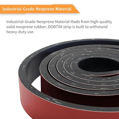 DOBTIM Adhesive Reinforced Solid Rubber Sheets, Rolls & Strips Cloth Inserted 3/16 (.187)" Thick X 3" Wide X 10'Long, Neoprene Rubber Strips Tensile-Resistant Tougher Projects