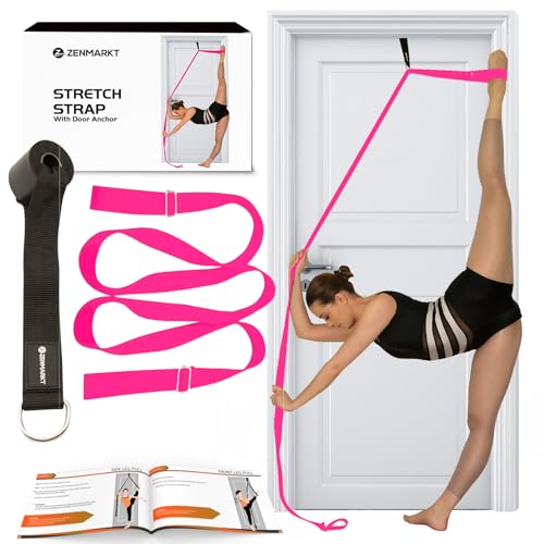 Stretching Strap With Door Anchor - Stretching Equipment to Improve Legs Flexibility - Splits Trainer For Home Ideal In Ballet, Dance, Cheerleading, Taekwondo, Yoga, Pole Dancing & Gymnastics - color: Pink