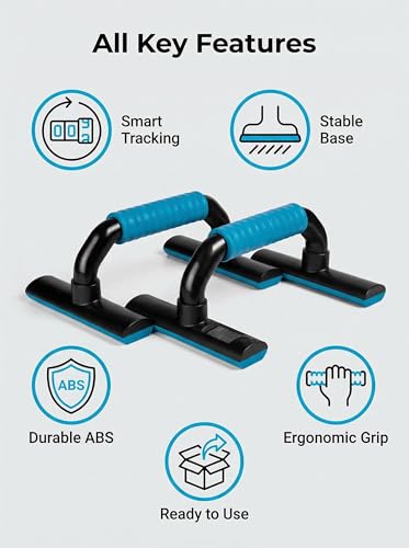 Push Up Bars Strength Training - Pushup Handles With Rubber Grip, Home Fitness Equipment with Anti-Slip Sturdy Structure Floor Workouts Push Up Stands for Man Women - color: Blue-with Counter
