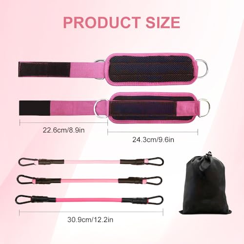 Ankle Resistance Bands with Cuffs for Working Out, Adjustable Leg and Glute Workout Equipment for Women Men, Heavy Duty Ankle Bands for Kickbacks, Hip Thrusts, and Strength Training