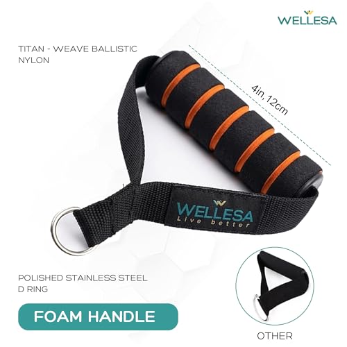 Wellesa 11Pc Resistance Bands Set for Exercise, Stretching and Workout Toning Tube Kit with Foam Handles, Door Anchor, Ankle Strap and Long Carry Bag for Men, Women