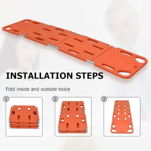 Foldable Spine Board Stretcher Backboard,Four-Fold Engineering Plastic Board for Long-Term Care,Water Floating Stretcher,Portable Transport Rescue Stretcher