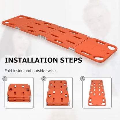 Foldable Spine Board Stretcher Backboard,Four-Fold Engineering Plastic Board for Long-Term Care,Water Floating Stretcher,Portable Transport Rescue Stretcher