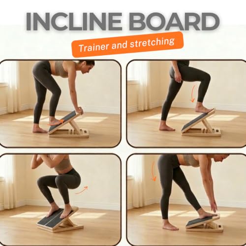 Slant Board for Adults with Adjustable Angle – Balance Boards for Adults for Stretching, Squats & Rehab – Slantboard for Calf, Ankle - Portable Velour Board for Squats, & Lower Body Training