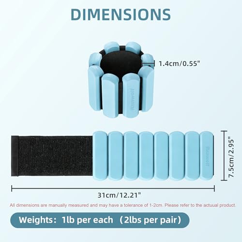 Wrist Ankle Weights for Women Men Workouts, 2lbs per Pair - color: Blue