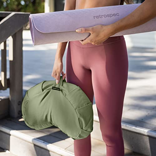Retrospec Sedona Zafu Meditation Cushion with Buckwheat Hull Fill - Adjustable Yoga & Pilates Equipment Support - 17in Crescent Cotton Cover