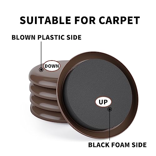 Furniture Sliders - 8 pcs-4 3/4” Round Furniture Sliders for Carpet Furniture Pads Hardwoods Floors, Heavy Duty Furniture Movers Sliders, Reusable Furniture Moving Pads, Carpet Protectors - size: 8pcs Brown 4.75"