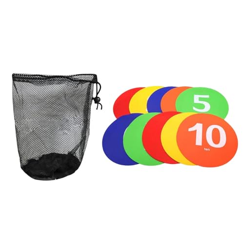 10 Pieces Numbered Spots Markers Flat Cones with Storage Bag Anti Slip 1-10 Agility Dots for Sport Activities Multicolor