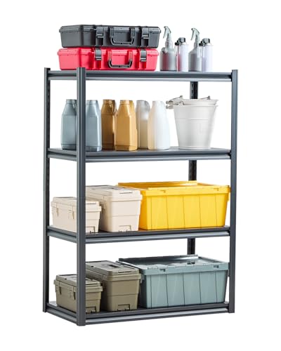 VEVOR Storage Shelves, 2400 lbs, 4 Tier Garage Storage Shelving, 20" D x 40" W x 57" H Adjustable Metal Shelves for Garage Shelves Utility Rack Shelf, Ideal for Kitchen, Warehouse, Basement, Black - size: 20" D x 40" W x 57" H