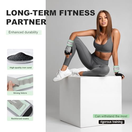 Ankle Wrist Weights, Adjustable Arm Leg Weights for Women Men, Secure Fit Non-Slip Exercise Weights for Home Workout, Running, Walking, Aerobics, Physical Therapy
