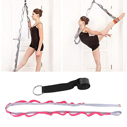 Yoga Stretching Strap, Yoga Strap for Flexibility Training, 3.1m Oxford Cloth Leg Stretcher Strap with Foam Handle and Stainless Steel Buckle, for Gym Dance Physical - color: Red