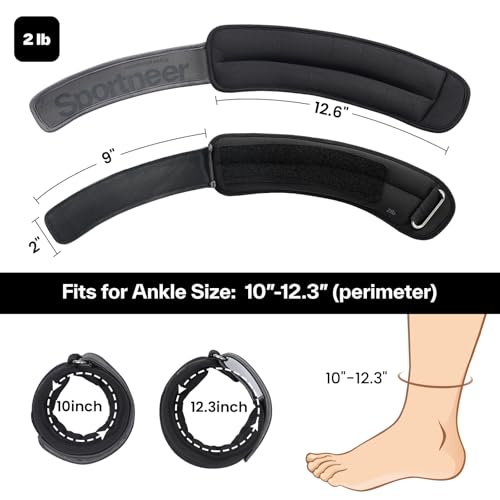 Sportneer Ankle Weights 0.5/1/2/3/5 LBS 1 Pair Wrist Leg Arm Weights - color: Black, size: 2 lb x 2