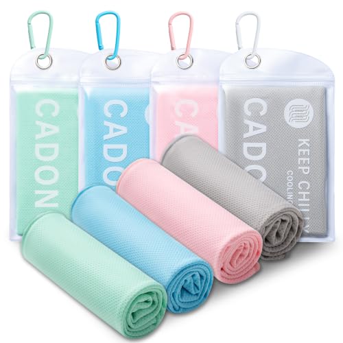4 Pack Cooling Towel (40"x12"), Soft Breathable Chilly Towel, Ice Towel - color: Mint Green / Sky Blue / Light Gray / Sakura Pink