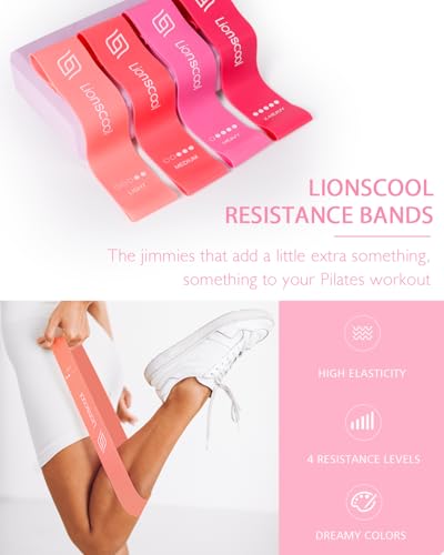 Pilates Ring Set – 14" Anti-Deformation Magic Circle with Padded Handles, Mini Ball, Resistance Bands, Guide & Bag - color: Pink