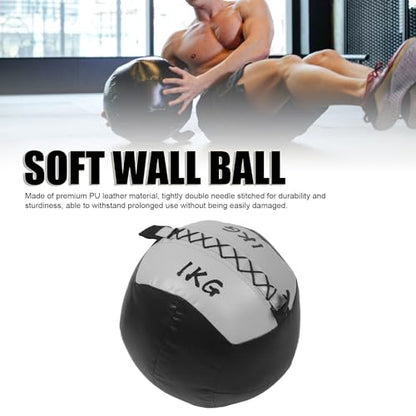 Soft Balls, Weighted Wall Ball 2.2lb 1KG PU Leather Fitness Weight Ball for Strength Stretch Training