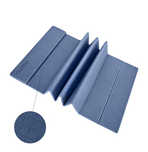 Numu Foldable Yoga Mat with Yoga Carrying Strap - Nonslip, Lightweight, and Portable 1/4” Inch Thick Workout Exercise Mat - Perfect for Easy Storage and Travel - color: Blue