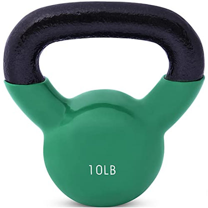 JFIT Kettlebell Weights Vinyl Coated Iron - style: 10lb (Green)