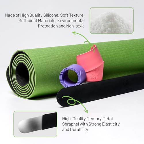 Yoga Mat Strap Slap Band, One Snap Keeps Mats Tightly Rolled, Heavy-Duty Clasp Fits Most Size Mats(24" L X 2" W) - color: Black