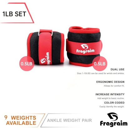 Ankle Weights for Women, Men and Kids - 1/2/3/4/6/8/10/12/15/20 LBS 1 Pair Strength Training Wrist/Leg/Arm Weight with Adjustable Strap for Jogging, Gymnastics, Aerobics, Home Fitness, Physical Therapy - style: 1Lb Pair (0.5lb x 2) - Red