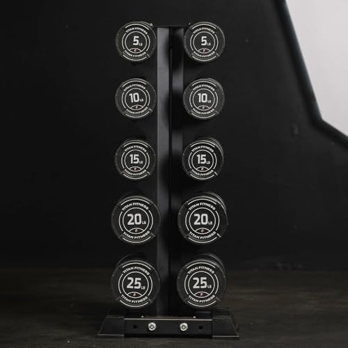 Titan Fitness Vertical Dumbbell Rack, A-Frame Configuration Protective Bumper Cradles, Home Gym Accessories