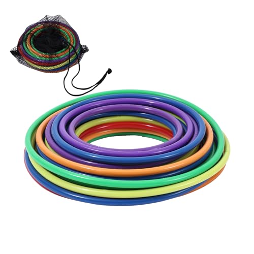 30 Pcs Multicolor Plastic Toss Rings Kids Ring Toss Game Carnival Rings for Speed and Agility Practice Games, Garden Backyard (30 pcs 5 Sizes)