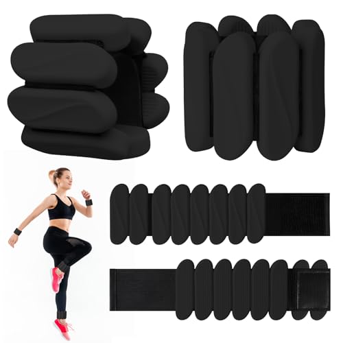 Wrist Weights, 2Pack Wearable Wrist Ankle Weights for Women and Men, Adjustable Silicone Arm and Leg Wrist Bracelets for Walking, Yoga, Pilates and Gym, 2lb - color: Black