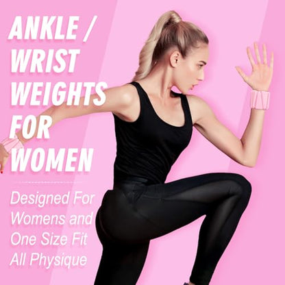 Wrist Weights, Adjustable Wrist Ankle Weights for Women, Wearable Arm & Leg Weights Set of 2(1 lb Each), Weighted Bangles for Walking, Yoga, Dance, Barre, Gym