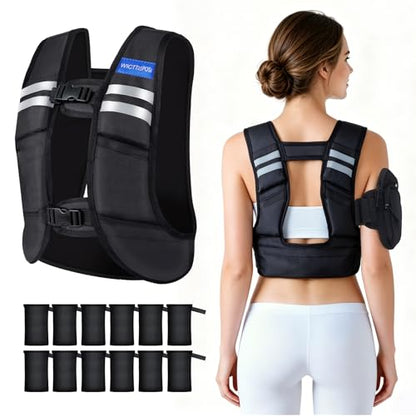 Adjustable Washable Weighted Vest for Women 1.3–13.3 lbs, Open Back for Breathable Cool Comfort, 12 Removable Lightweight Weight Packs, Ideal for Beginners Walking, Yoga, Gym Strength Training