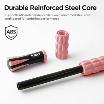 Muscle Roller & Massage Roller Stick for Athletes - Lymphatic Drainage Support, Relieves Muscle Soreness, Cramping & Tightness - Targets Legs, Arms, Back & Calves （Pink - 18inch） - color: Pink