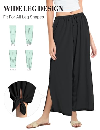 Womens Wide Leg Yoga Pants Lightweight Travel Pants Quick Dry Lounge Sweatpants Beach Swim Cover Up UPF 50+