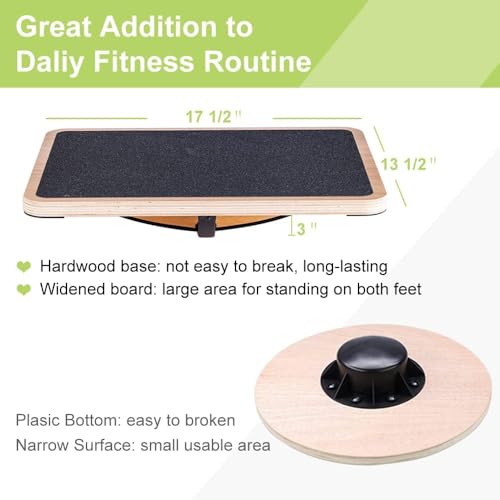StrongTek Wooden Balance Board with 2 Difficulty Options, Basic Rocker and Advanced 360° Wobble Board, Non-Slip Balance Trainer for Core Stability, Ankle Rehab, Physical Therapy and Fitness