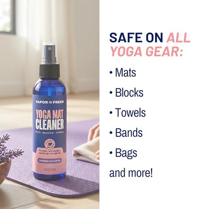Vapor Fresh Yoga Mat Cleaner Spray, 6oz (Eucalyptus Lavender) - For Yoga Blocks, Mats, Straps and More - Powered By Essential Oils (1-Pack)