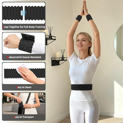 Abahub Wearable Wrist & Ankle Weights Set of 2, Stackable Magnetic Weighted Bracelet for Women, Waterproof Silicone Arm Leg Weights for Home Gym Workout, Walking, Yoga & Pilates - Black, 2.2LB
