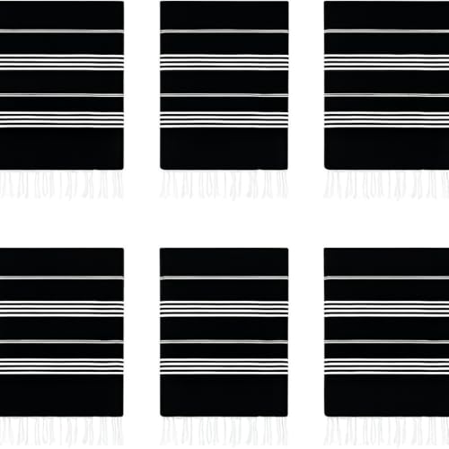 HAVLULAND Turkish Beach Towel Set of 6 Oversized 72x40 100% Turkish Cotton - color: Black, size: 6 Pack
