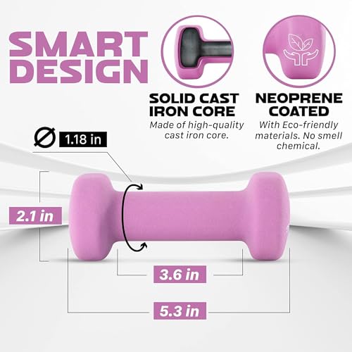 Yes4All Combo Wrist & Ankle Weights 3Lbs Pair (1.5lbs x2) + Dumbbell Neoprene 4Lbs Pair (2lbs x2) - Purple