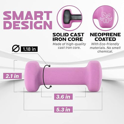 Yes4All Combo Wrist & Ankle Weights 3Lbs Pair (1.5lbs x2) + Dumbbell Neoprene 4Lbs Pair (2lbs x2) - Purple