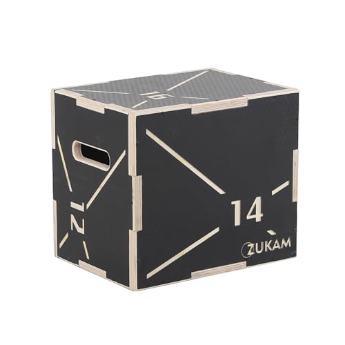 Non-Slip Wood Plyometric Jump Box- 3-in-1 Wooden Plyo Box for Home Gym and Outdoor Workout - size: 16" x 14" x 12"