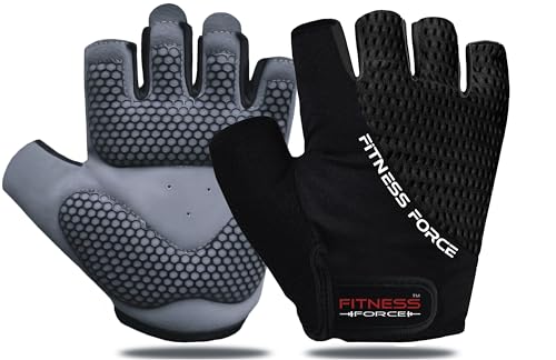 FITNESS FORCE Breathable Workout Gloves for Men and Women, Padded Weight Lifting Gloves with Full Palm Protection for Grip, Exercise, Cycling, Gym, Fitness Training
