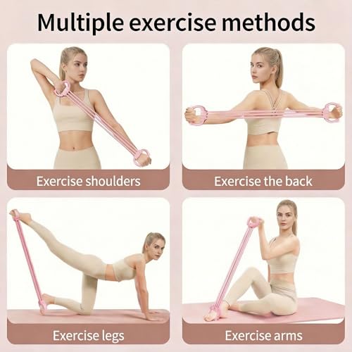 Adjustable Puller 6 Tubes, Elastic Pull Rope Fitness for Adult Female Male, Yoga Puller - color: Pink