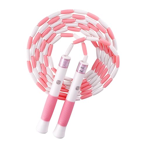 YUEDONG Beaded Jump Rope for Kids – Tangle-Free Adjustable Skipping Rope with Non-Slip Handle, Lightweight PVC Beads for Beginners, Indoor Outdoor Fitness Exercise for Girls Boys Ages 5-12