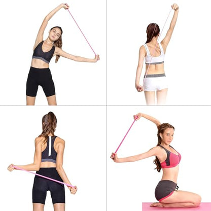 I-Shaped Resistance Band with Handles, 3 Pcs Elastic Exercise Bands for Home Workout, Yoga, Pilates, Shoulder Opening, Back & Arm Training, Portable Fitness Stretching Tool for Men and Women