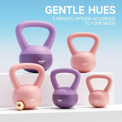 Soft Kettlebell for Women 5lb 10lb 15lb 20lb 25lb, Sand Filled Quiet Floor-Friendly Kettlebell, Anti-Slip Home Gym Fitness Equipment for Apartment Postpartum Recovery - color: 10 LB Pink